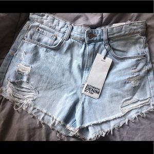 ZARA Distressed denim shorts